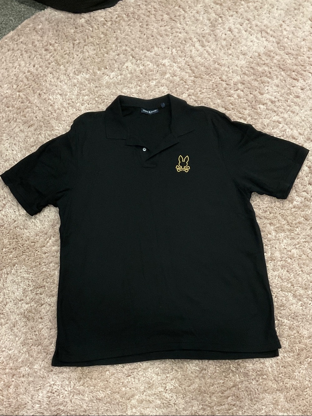 Men’s Black Polo Shirt with Small gold  Bunny Logo